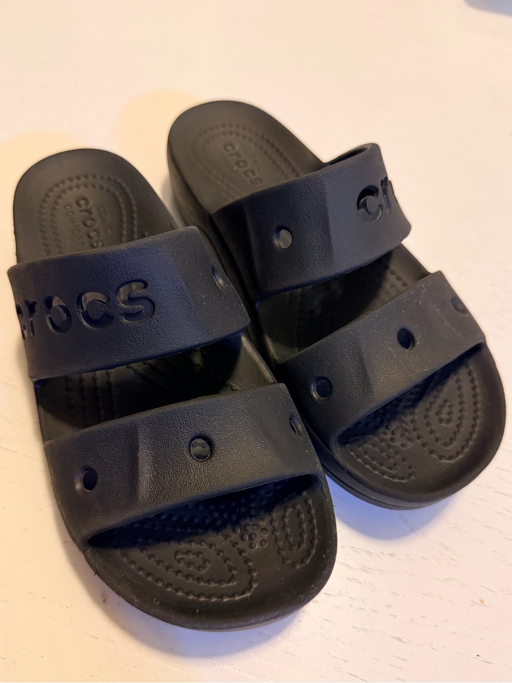 Crocs “Baja” Black platform Double-Strap Slide Sandals